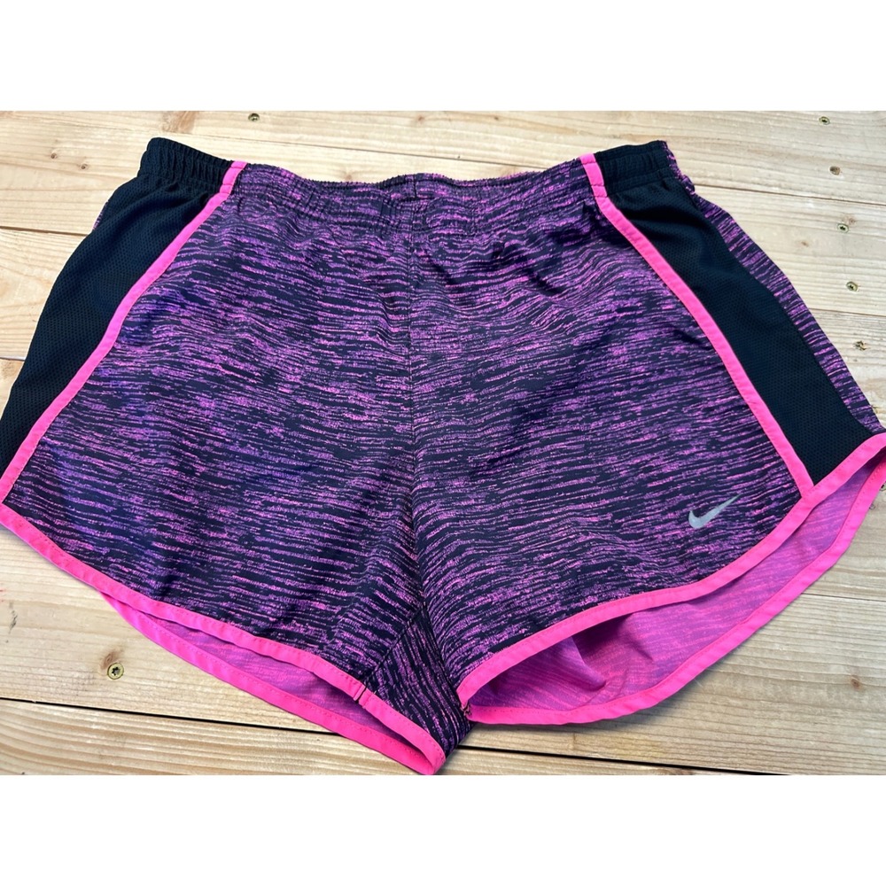 Nike Dri-FIT Running Shorts Womens Small Purple Pink Space Dye Mesh Athletic